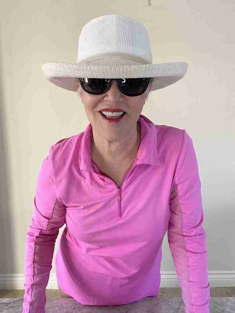 Here I am wearing a sunhat as something on the list of what to bring to the beach.