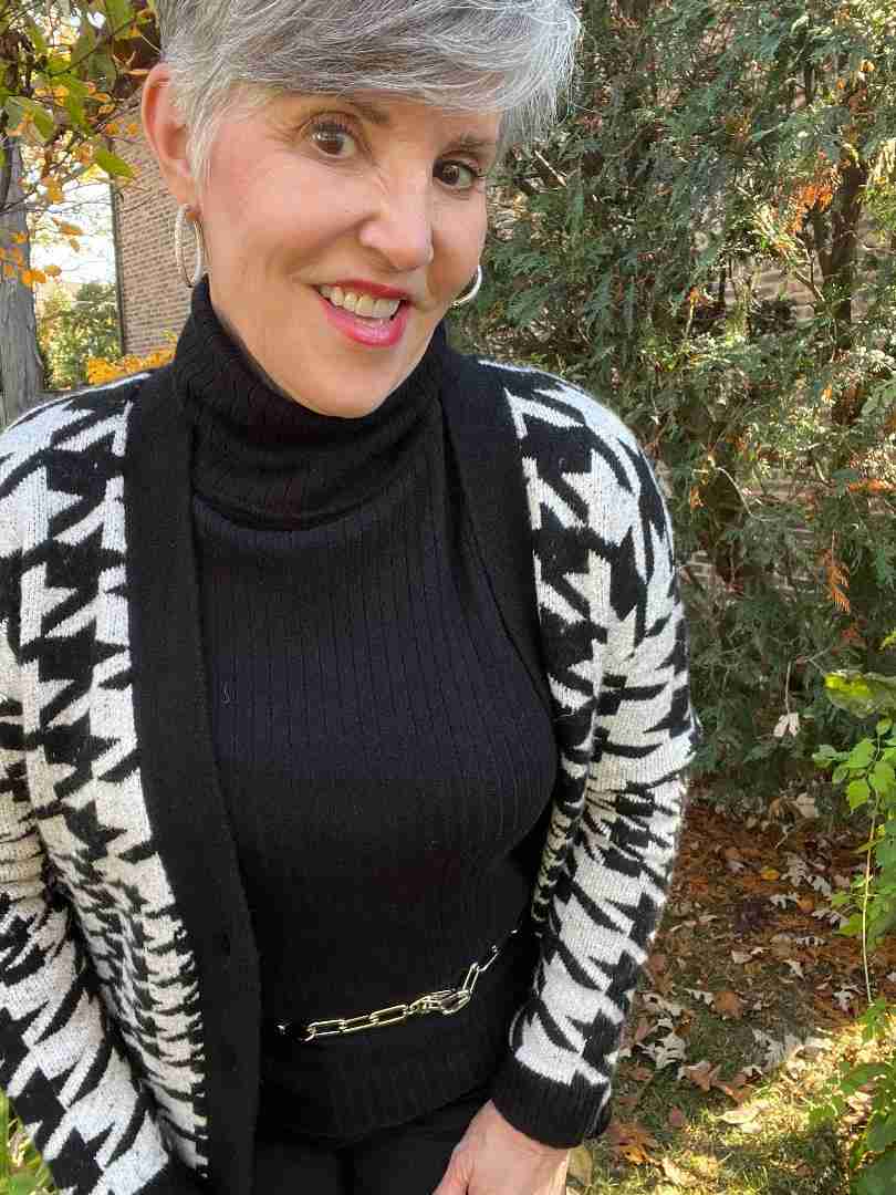 Houndstooth Colour Cardigan Green main image 1