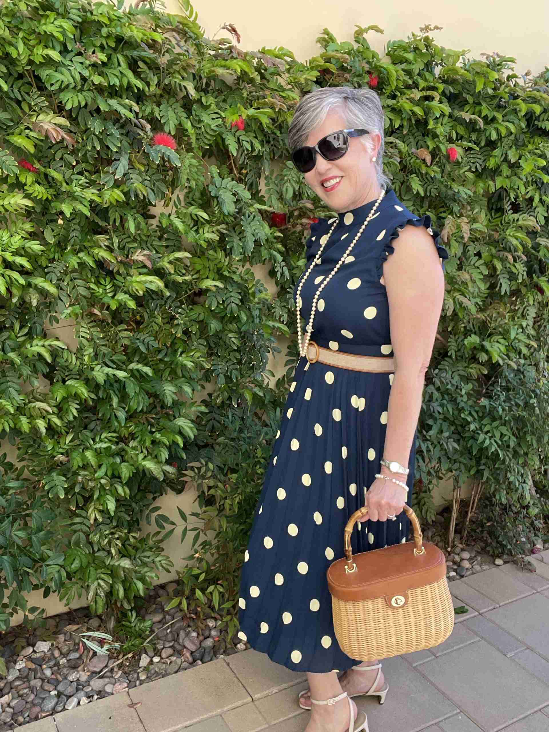 Navy Polka Dot Dress main image 1